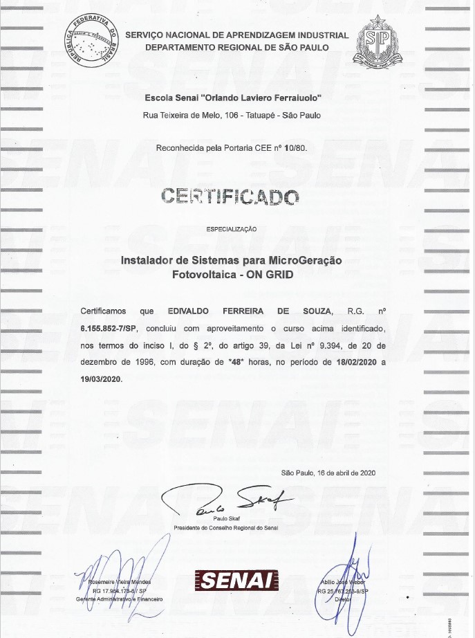 Sistema Fotovoltaico Certificado