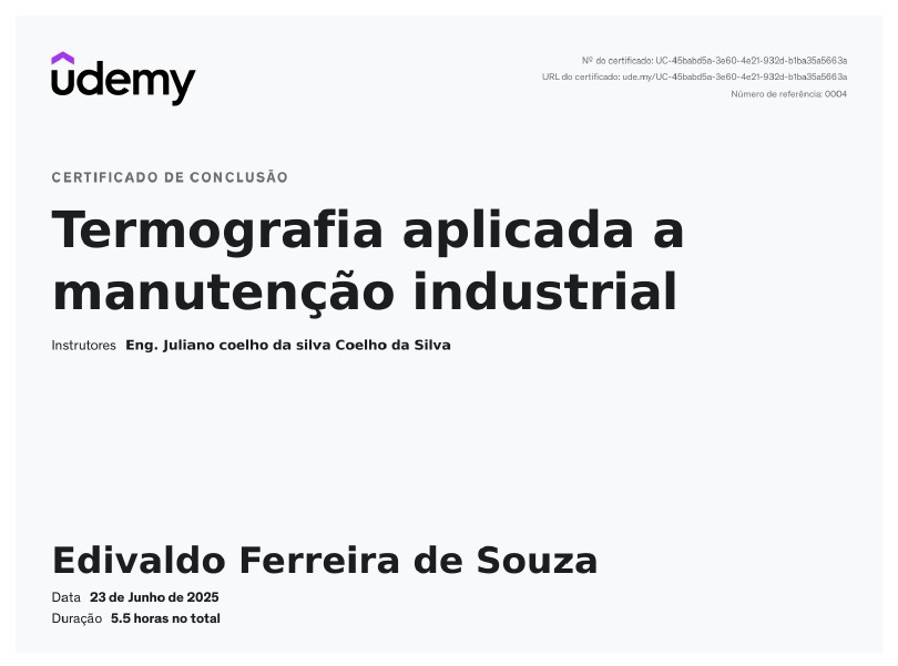 Termografia na Manutenção Industrial - Certificado