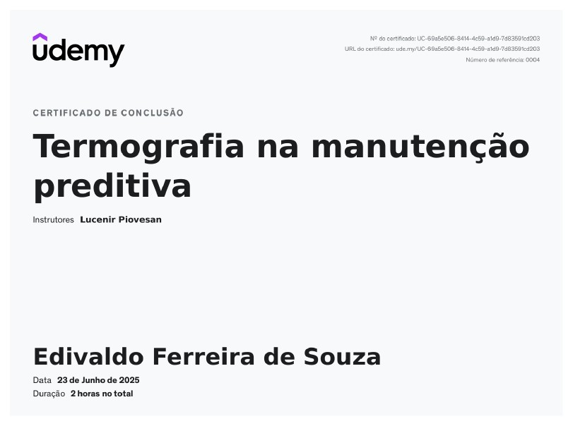 Termografia na Manutenção Preditiva - Certificado