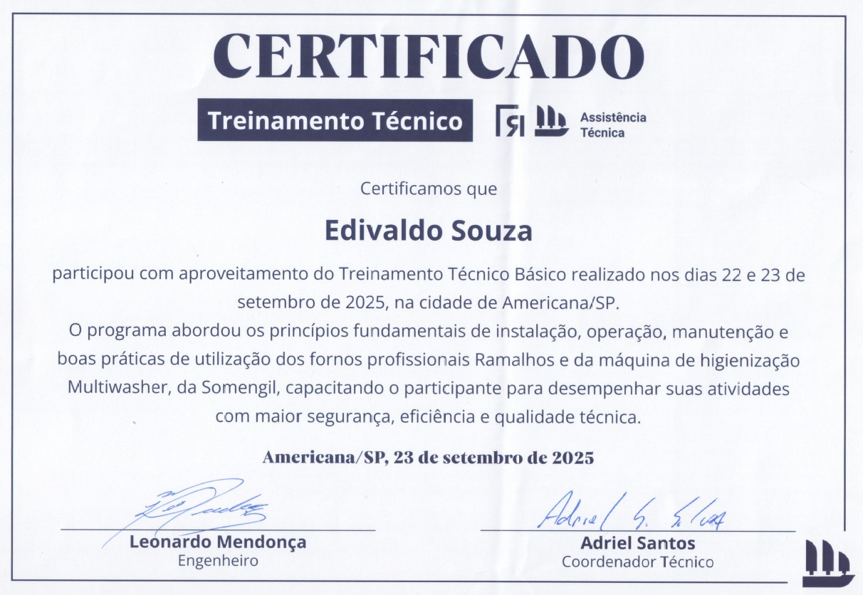 treinamento técnico fornos industriais - certificado