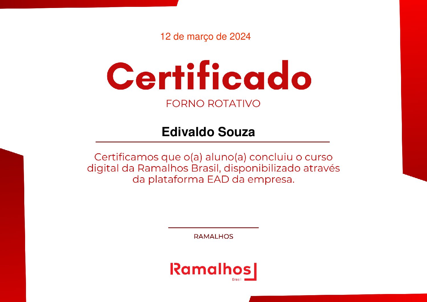 manutenção de fornos rotativos - certificado