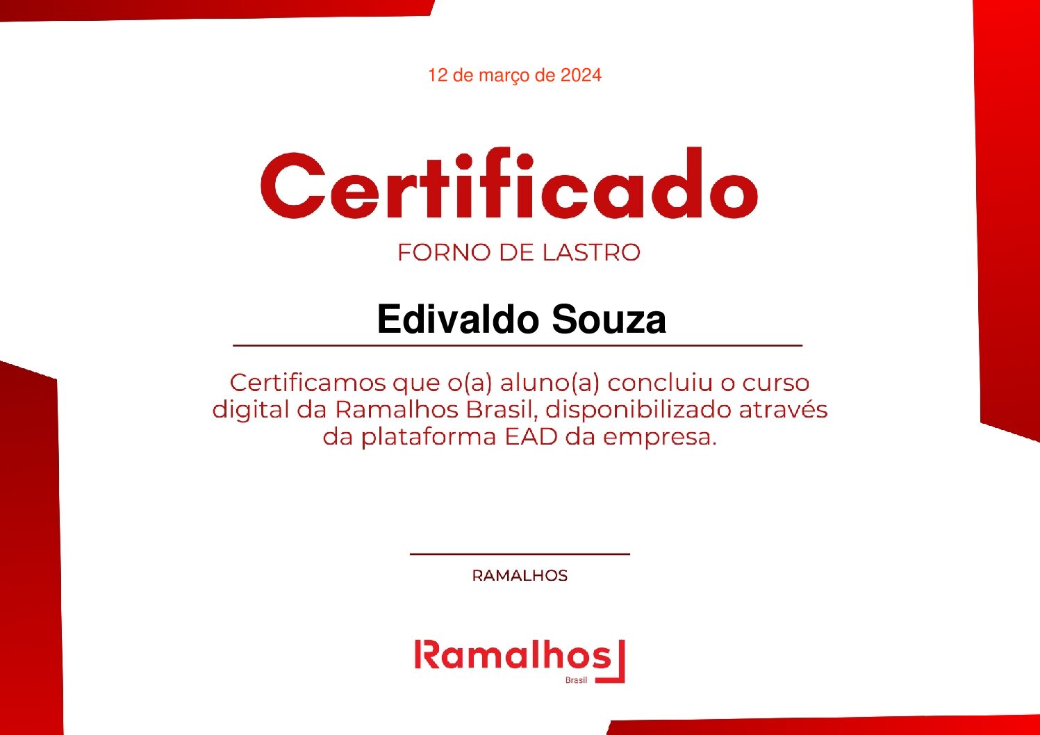 manutenção de fornos de lastro - certificado