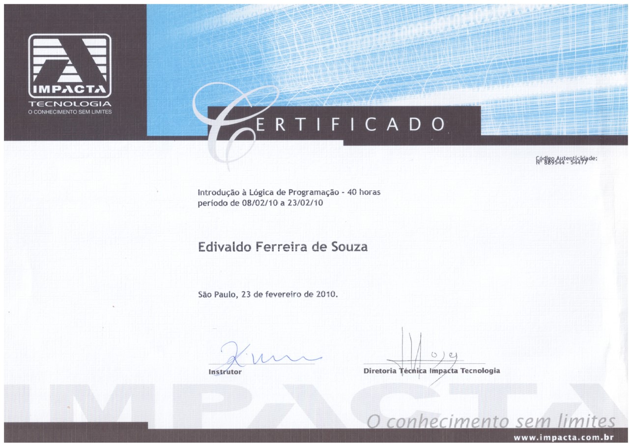 Lógica de programação - Certificado