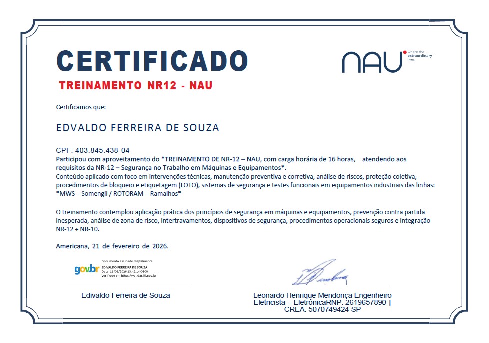 NR-12 - Certificado
