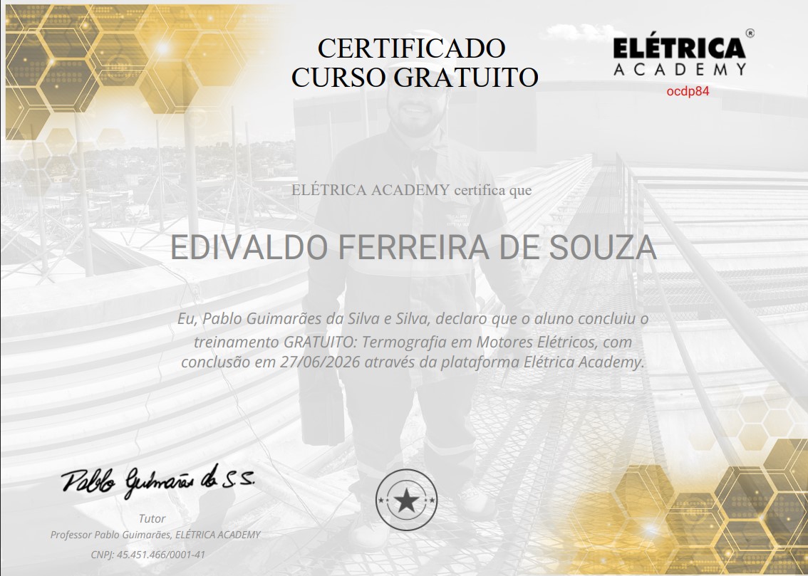 Termografia em motores elétricos - Certificado