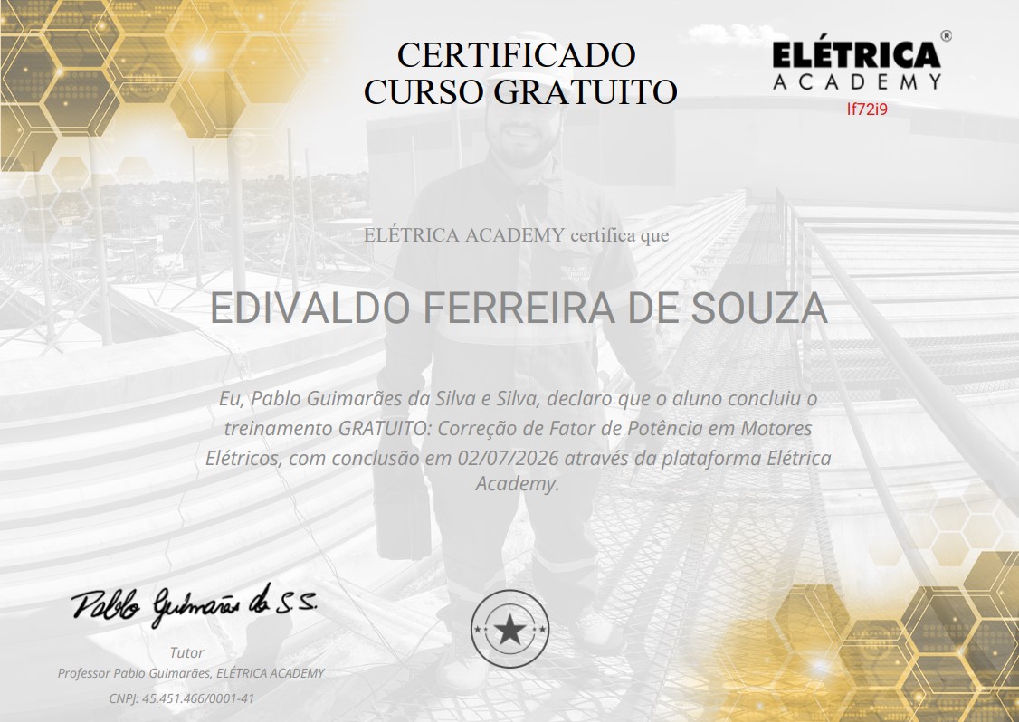Correção do fator de potência em motores - certificado